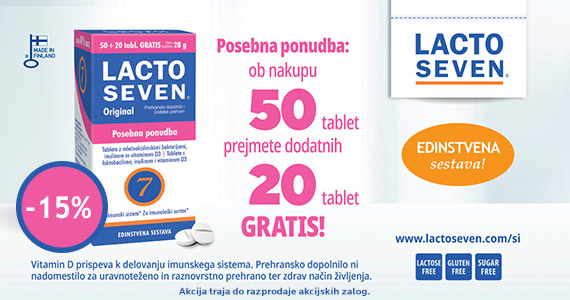 Posebna ponudba: Lactoseven Vitabalans, 50 tablet + Darilo: 20 tablet [-15%].