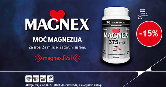 Magnex 375 mg + B6 paket (180 tablet + 70 tablet) vam je na voljo 15% ugodneje.