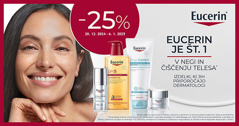 Vsi izdelki Eucerin so vam na voljo 25% ugodneje.