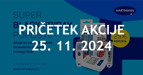 Hartmann Black Friday na Lekarnar.com Vsi termometri in merilci krvnega tlaka so vam na voljo 25% ugodneje.