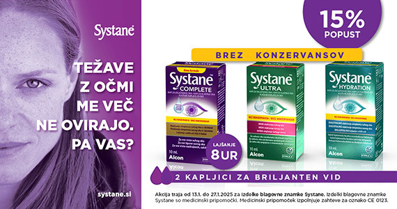 Systane kapljice za oči brez konzervansov so vam na voljo 15% ugodneje.