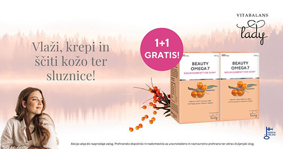 Beauty Omega-7 Vitabalans Lady vam je na voljo v posebni ponudbi: dva za ceno enega.