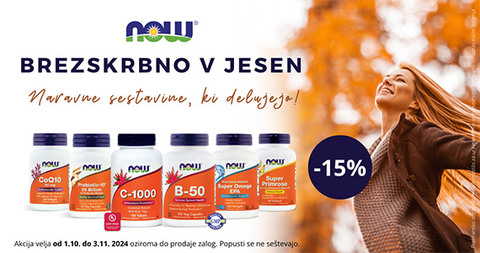 Vsi izdelki NOW so vam na voljo 15% ugodneje.