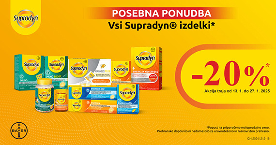 Vsi izdelki Supradyn so vam na voljo 20% ugodneje.