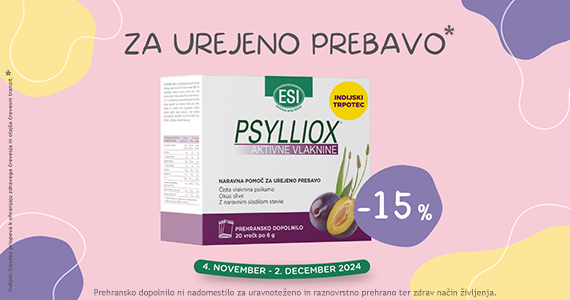 Psylliox aktivne vlaknine so vam na voljo 15% ugodneje.