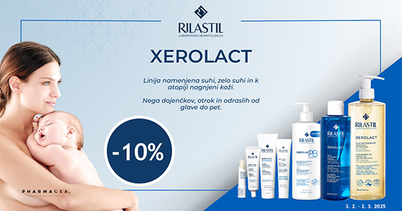 Izdelki Rilastil Xerolact za nego suhe in k atopiji nagnjene kože so vam na voljo 10% ugodneje.