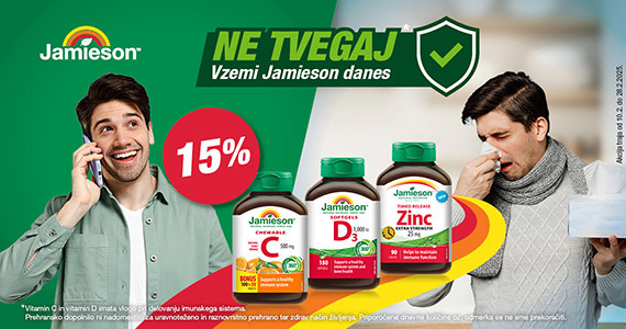 Izbrani izdelki za odpornost Jamieson so vam na voljo 15% ugodneje.