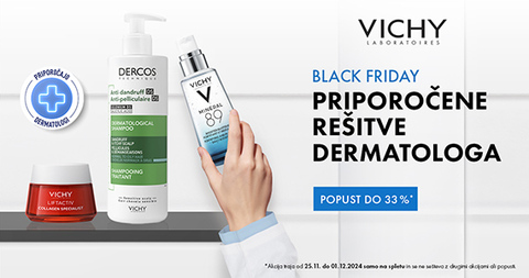 Vichy Black Friday na Lekarnar.com: Vichy izdelki so vam na voljo do 33% ugodneje.