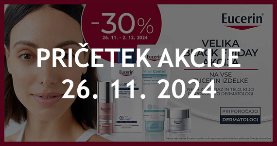 Eucerin Black Friday na Lekarnar.com - Vsi izdelki Eucerin so vam na voljo 30% ugodneje.