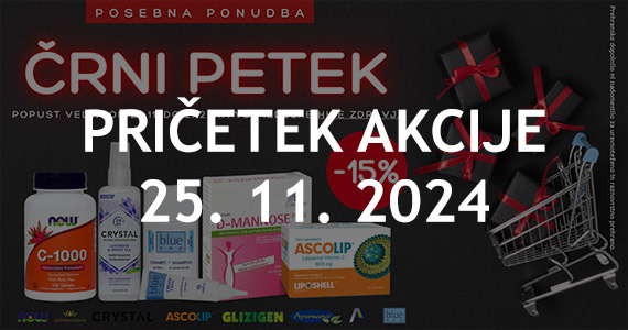 Bimedia Črni petek na Lekarnar.com: Izdelki NOW, Fruit of the Earth, Glizigen, Avitale, Blue Cap in Crystal so vam na voljo 15% ugodneje.