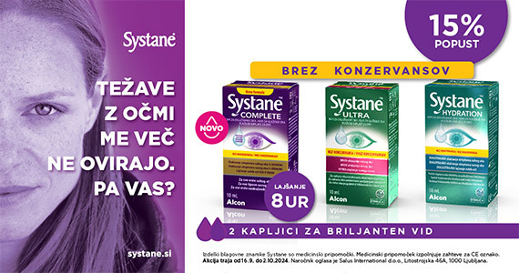 Vsi izdelki Systane so vam na voljo 15% ugodneje.