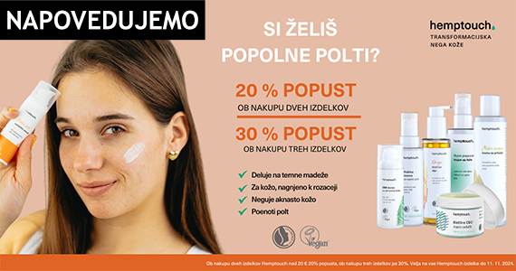 zkoristite izjemen popust na kozmetiko Hemptouch - ob nakupu 2 izdelkov Hemptouch prejmete 20% popust, ob nakupu 3 ali več izdelkov Hemptouch pa kar 30% popust.