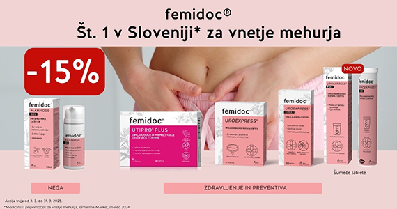 Vsi izdelki Femidoc so vam na voljo 15% ugodneje.