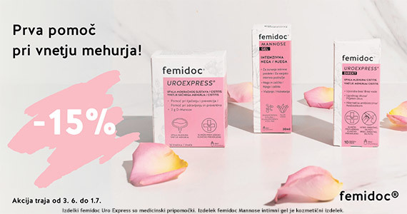 Vsi izdelki Femidoc so vam na voljo 15% ugodneje.