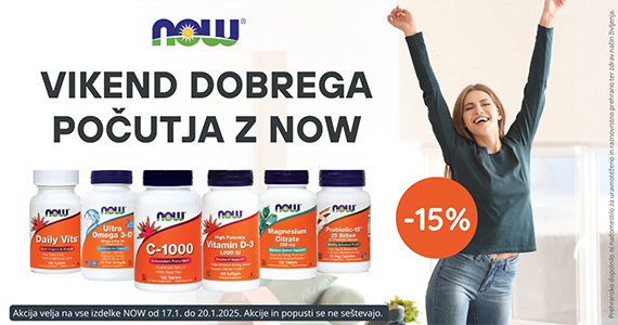 NOW vikend - vsi izdelki NOW so vam ta vikend na voljo 15% ugodneje.