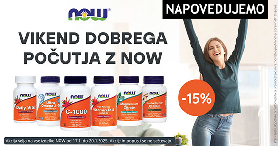 NOW vikend - vsi izdelki NOW so vam ta vikend na voljo 15% ugodneje.