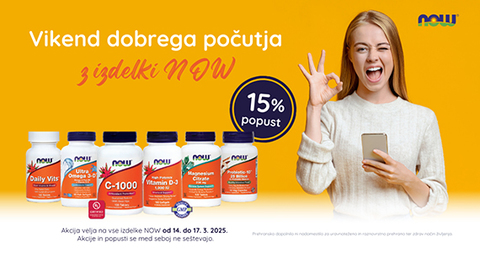 NOW vikend - vsi izdelki NOW so vam ta vikend na voljo 15% ugodneje.