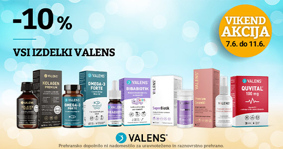 Vsi izdelki Valens so vam na voljo 10% ugodneje.