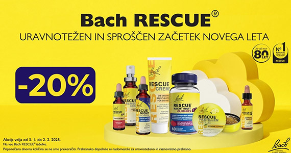 Vsi izdelki Bach Rescue so vam na voljo 20% ugodneje.