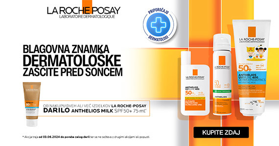 Ob nakupu 2 ali več izdelkov La Roche-Posay Anthelios prejmete darilo: LRP Anthelios mleko - ZF50+ (75 ml).