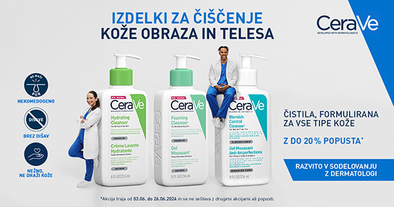 Cleanse it like a Derm: CeraVe izdelki za čiščenje kože obraza in telesa so vam na voljo 20% ugodneje.