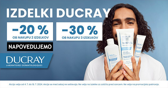 Ob nakupu 2 izdelkov Ducray prejmete 20% popust, ob nakupu 3 ali več izdelkov pa kar 30% popust*.