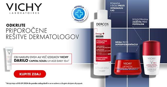 Ob nakupu 2 ali več izdelkov Vichy prejmete darilo: Vichy Capital Soleil UV-Age daily fluid (15 ml)