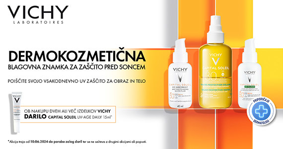 Ob nakupu 2 ali več izdelkov Vichy prejmete darilo: Vichy Capital Soleil UV-Age daily fluid (15 ml)