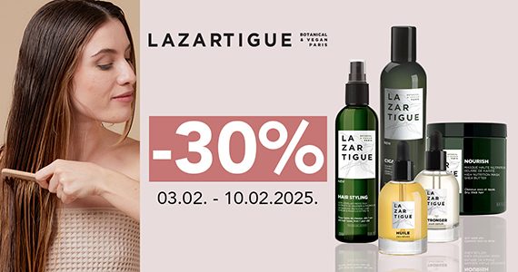 Vsi izdelki kozmetike Lazartigue so vam na voljo 30% ugodneje.