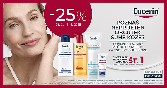 Izdelki Eucerin za nego telesa so vam na voljo 25% ugodneje