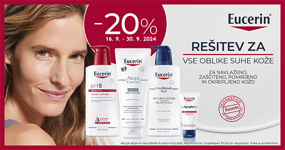 Izdelki Eucerin za nego telesa so vam na voljo 20% ugodneje.