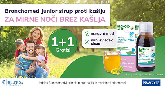 Bronchomed Junior sirup proti kašlju vam je na voljo v posebni ponudbi: dva za ceno enega.