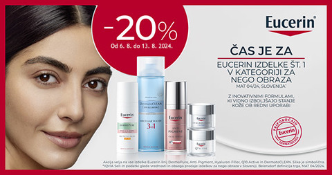 Izdelki Eucerin za nego obraza so vam na voljo kar 30% ugodneje.