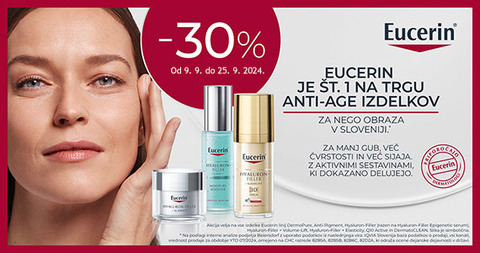 Izdelki Eucerin za nego obraza so vam na voljo kar 30% ugodneje.