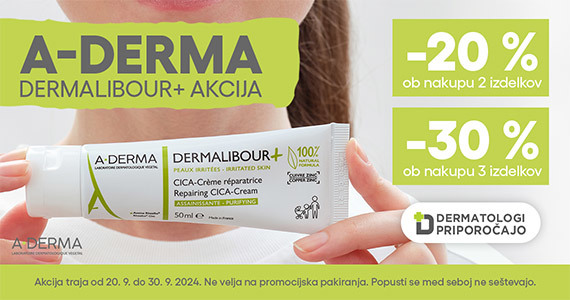 Ob nakupu 2 izdelkov A-Derma Dermalibour prejmete 20% popust, ob nakupu 3 ali več izdelkov pa kar 30% popust.