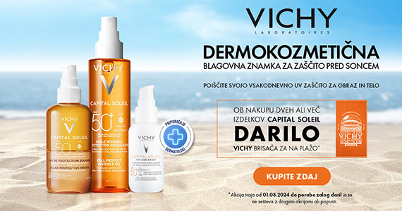 Ob nakupu 2 ali več izdelkov Vichy Capital Soleil prejmete darilo: Vichy brisačo za na plažo.