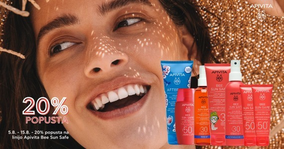 Apivita Bee Sun Safe kozmetika za zaščito pred soncem vam je na voljo 20% ugodneje.