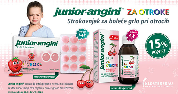 junior-angini sirup in pastile so vam na voljo 15% ugodneje.