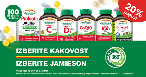 Vsi izdelki Jamieson so vam na voljo kar 20% ugodneje.