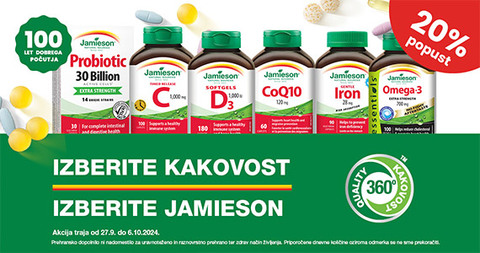 Vsi izdelki Jamieson so vam na voljo kar 20% ugodneje.