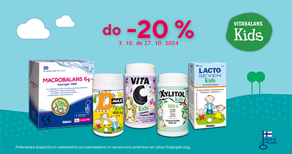 Vitabalans Kids - prehranska dopolnila za otroke so vam na voljo do 20% ugodneje.