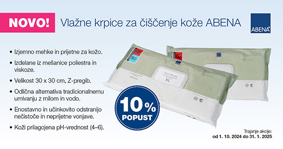 Krpice za čiščenje kože Abena so vam na voljo 10% ugodneje.