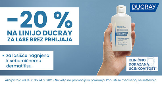 Vsi izdelki Ducray so vam na voljo 20% ugodneje.