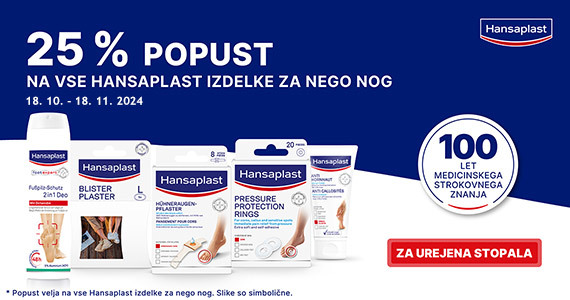 Hansaplast vam podarja kar 25% popust na vse izdelke za nego in zaščito nog. - Slika 1