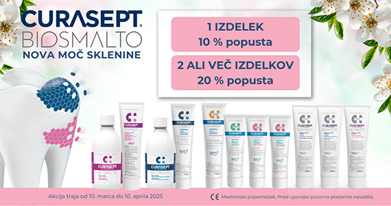 Ob nakupu 1 izdelka Curasept Biosmalto prejmete 10% popust, ob nakupu 2 ali več izdelkov pa kar 20% popust.