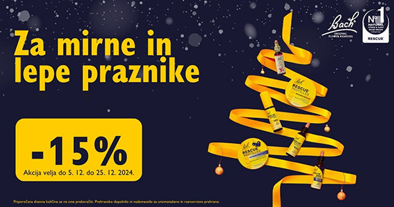 Vsi izdelki Bach so vam na voljo 15% ugodneje.