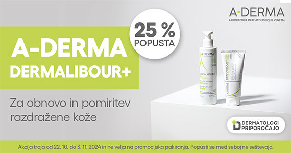 A-Derma Dermalibour vam je na voljo 25% ugodneje.