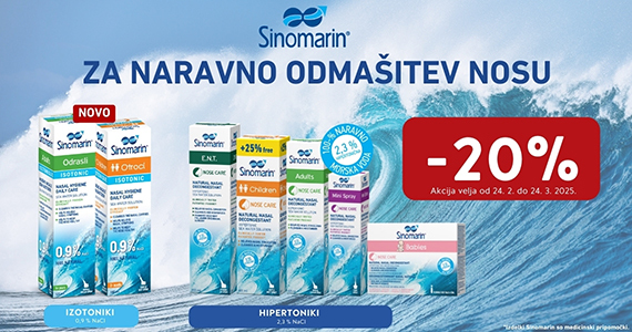 Vsi izdelki Sinomarin so vam na voljo 20% ugodneje.