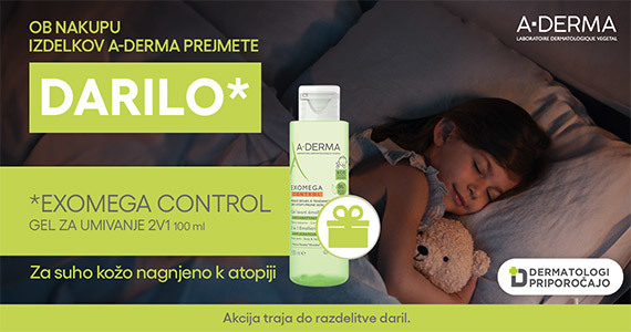 Ob nakupu vsakega izdelka A-Derma prejmete darilo: A-Derma Exomega Control, emolientni čistilni gel 2v1 (100 ml). - Slika 1