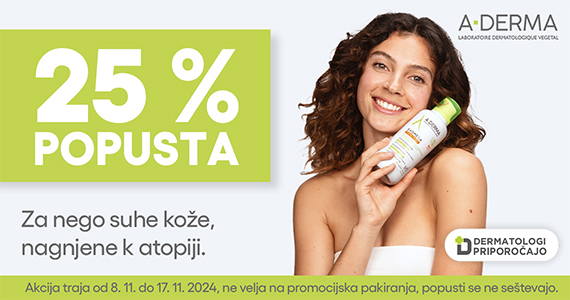 Izdelki A-Derma so vam na voljo 25% ugodneje